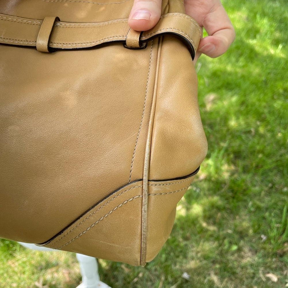 Coach’s Vintage Tan Belted Genuine Leather Satchel - Picture 8 of 16